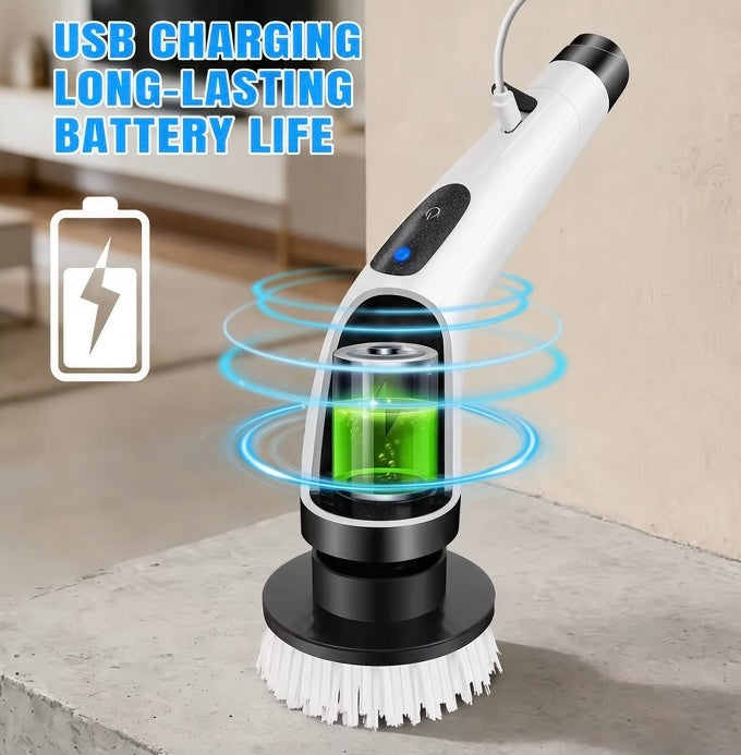 TurboScrub Pro–Complete set with 7 attachments and telescopic handle