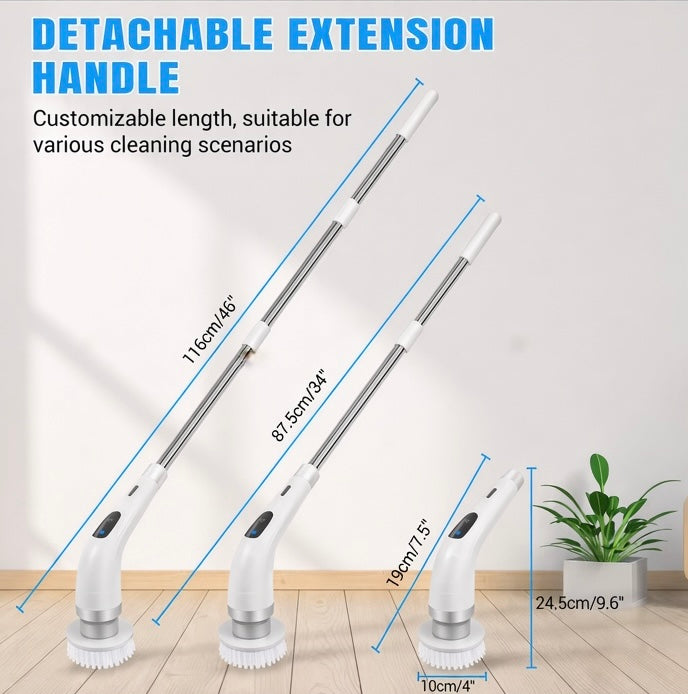 TurboScrub Pro–Complete set with 7 attachments and telescopic handle